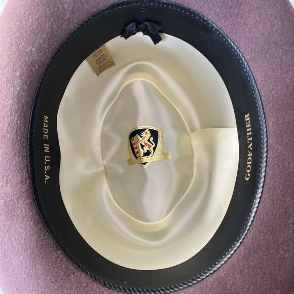 Godfather 100% Wool Homburg Gentleman Hat W/ Feathers Fedora Mobster Gangster S - Picture 12 of 16